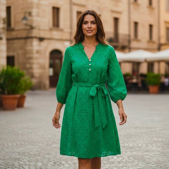 R.N Studio By Ronni Women's Pullover Lined Green Eyelet Dress Size 3X NWT $99.00 - Picture 1 of 12